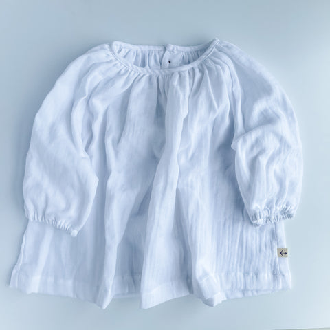 Long Sleeve Peasant Top in White